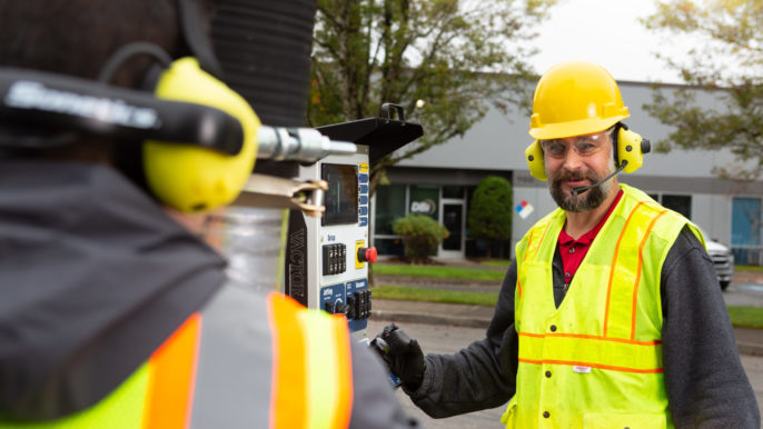 Public works crew using Sonetics Portable Wireless System.