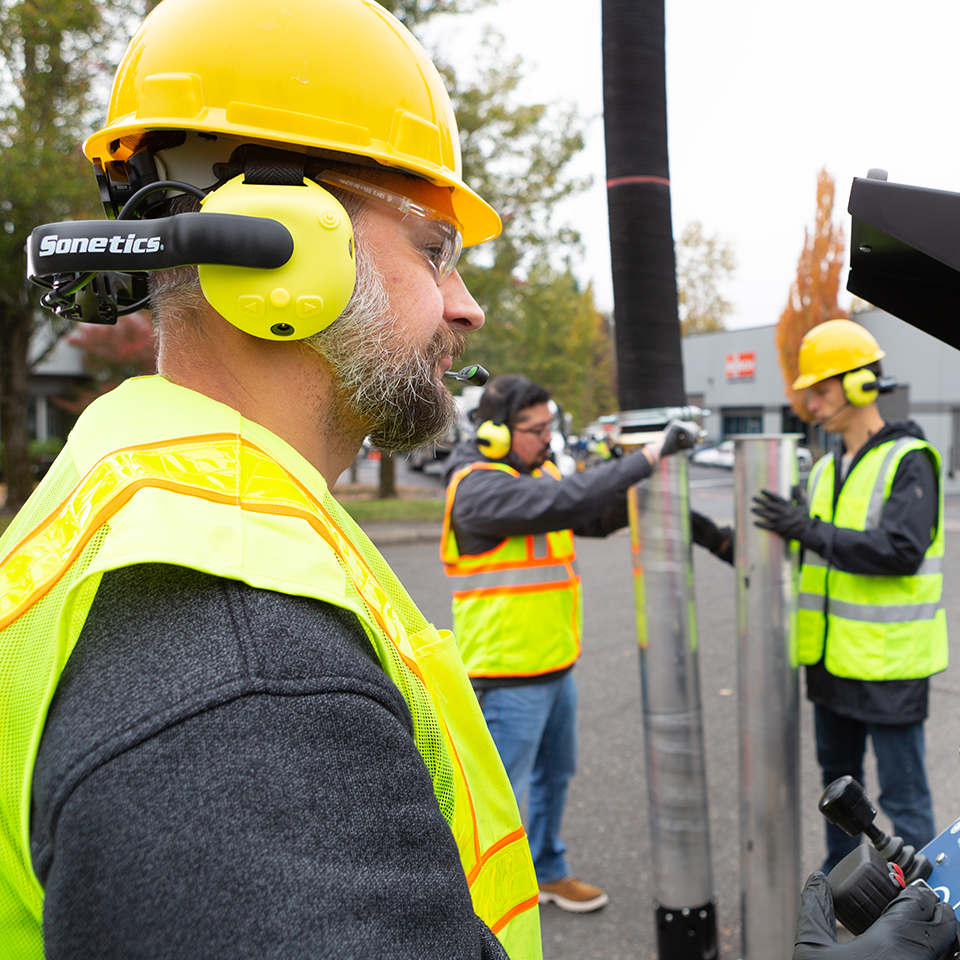 Vacator crew using Sonetics wireless team communications.