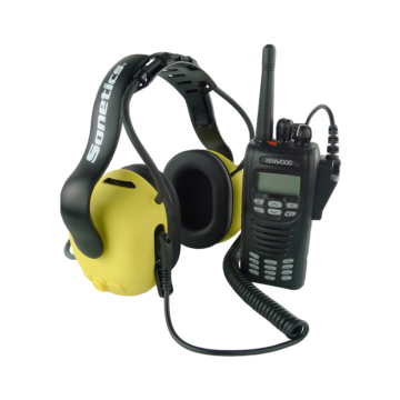 Apex Team Wireless Headset connected to Kenwood NX300 two-way radio.