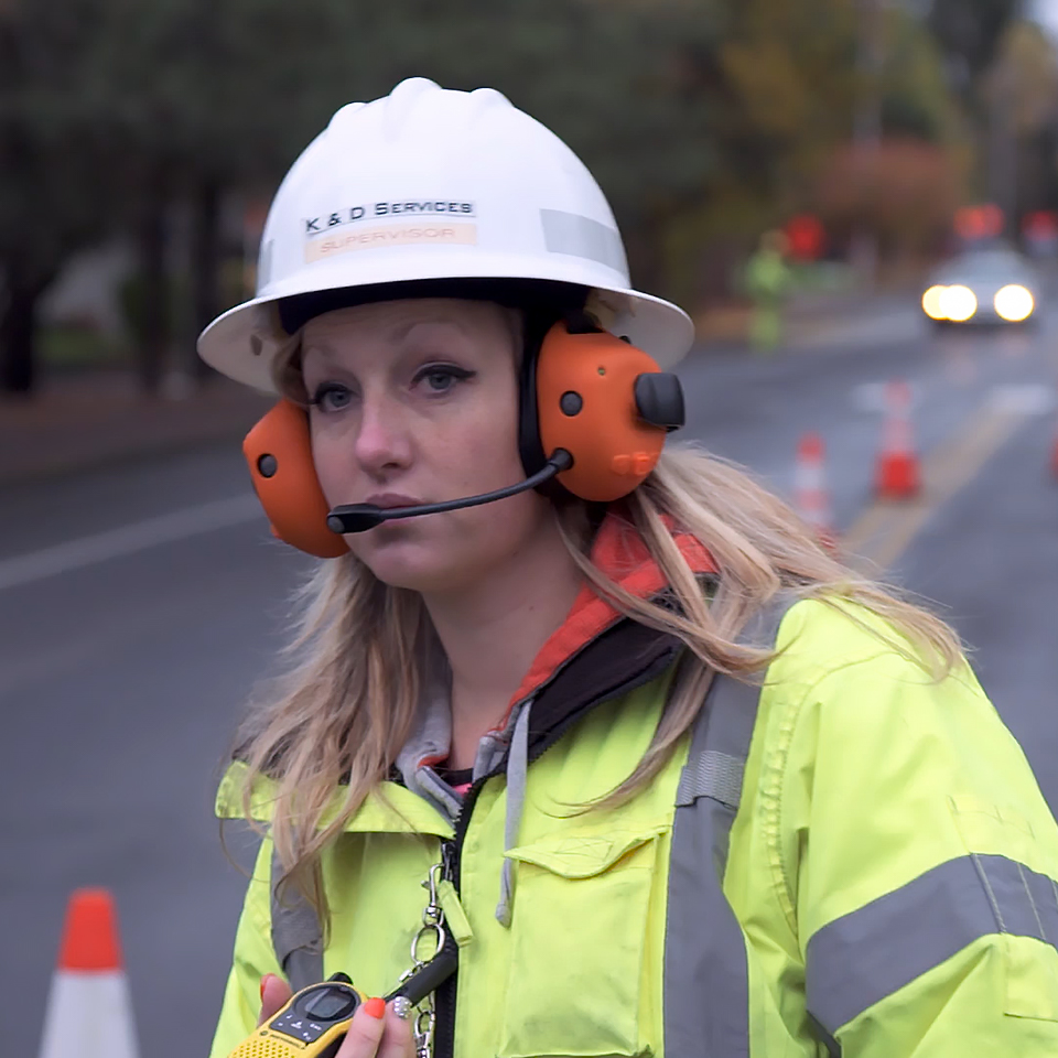 Traffic control during utility maintenance.