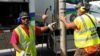 Public works team members wearing wireless headset