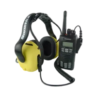 Apex Team Wireless Headset connected to two-way radio.